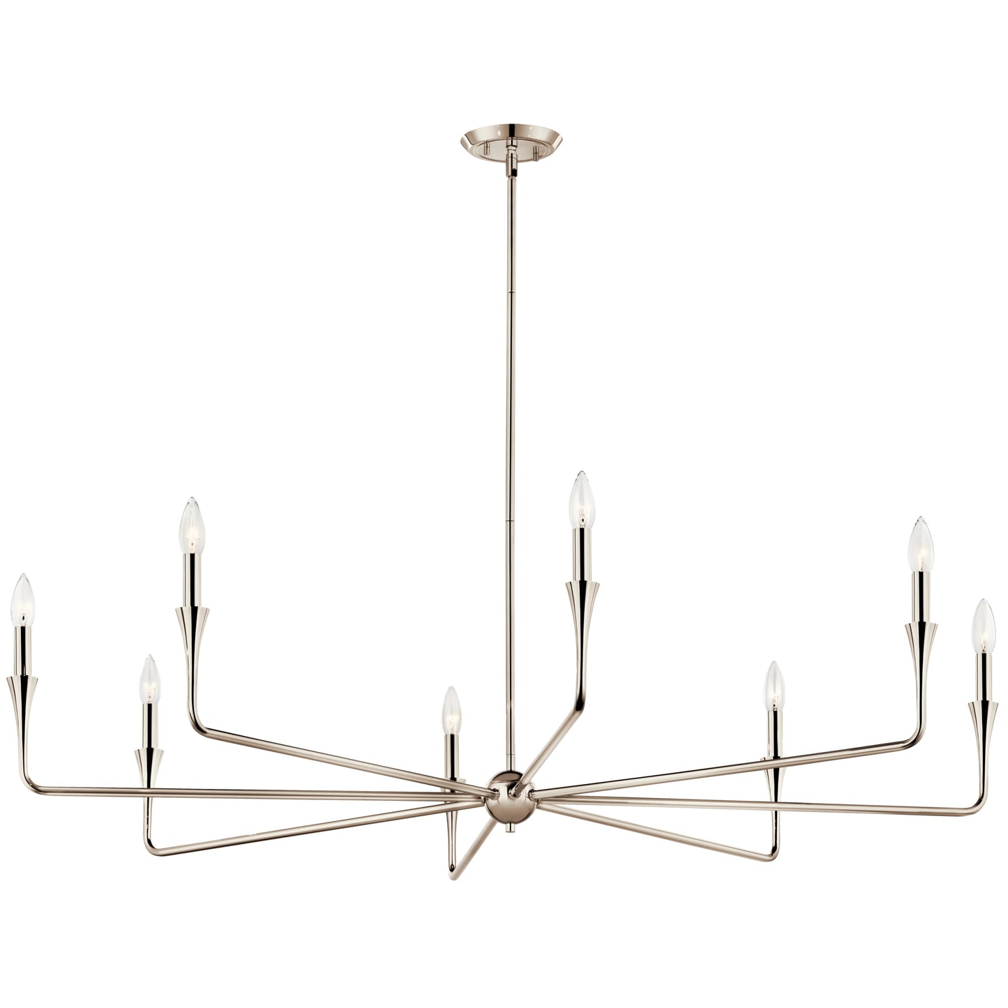Kichler Hatteras Bay 1 -Light Polished Nickel Industrial Ribbed glass Dome Large Hanging Pendant light 1331703