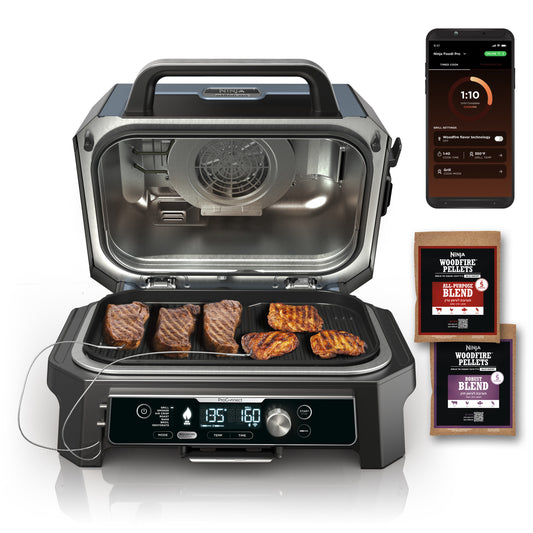 Ninja Pro Connect XL Outdoor Grill and Air Fryer 180-Sq in Blue Smart Electric Smoker OG951