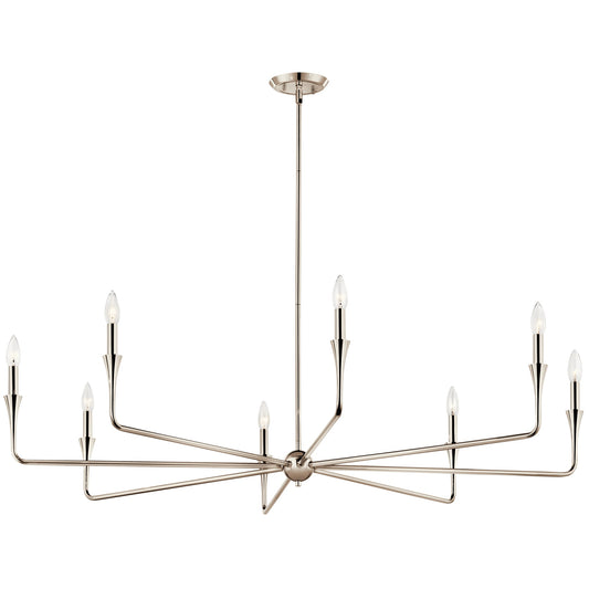 Kichler Hatteras Bay 1 -Light Polished Nickel Industrial Ribbed glass Dome Large Hanging Pendant light 1331703